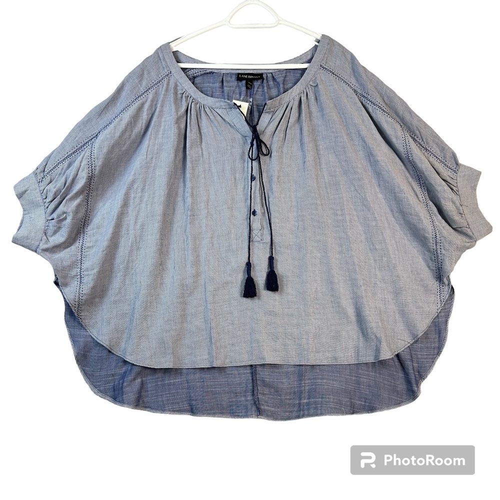 Lane Bryant Poncho Style Blue Stripe Women's Size 14/16 Blouse Top